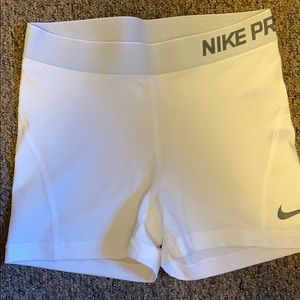 White Nike Pro Shorts